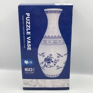 3D Puzzle Vase‎ Blue & White Porcelain Style 160 Piece Jigsaw Flower Vase